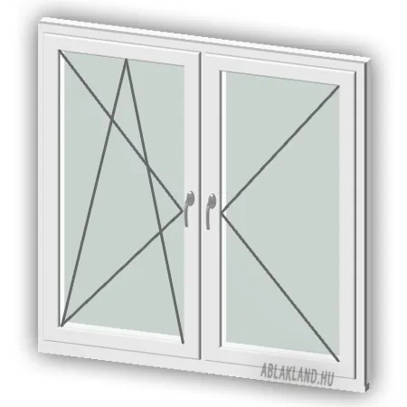 120x150 Alumínium ablak, Kétszárnyú, Bukó/Nyíló+Nyíló, Aliplast Econoline