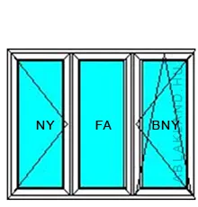 120x200 Műanyag ablak vagy ajtó, Háromszárnyú, Nyíló+Középen Felnyíló NY+B/NY, Neo (2)