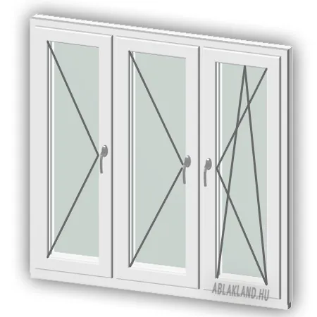 240x180 Műanyag ablak vagy ajtó, Háromszárnyú, Nyíló+Nyíló+Bukó/Nyíló, Force