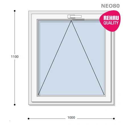 100x110 Műanyag ablak, Egyszárnyú, Bukó, Neo80 Rehau