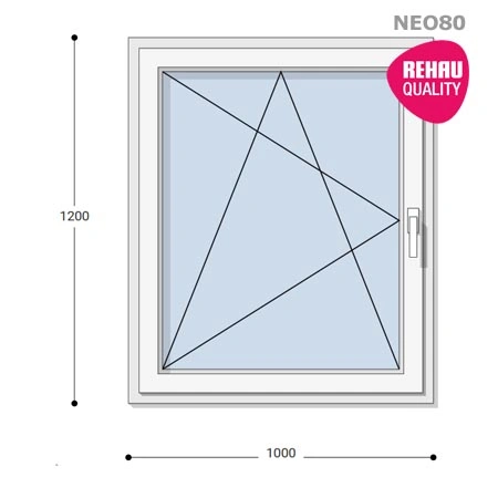 100x120 Műanyag ablak, Egyszárnyú, Bukó/Nyíló, Neo80 Rehau