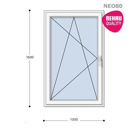 100x160 Műanyag ablak, Egyszárnyú, Bukó/Nyíló, Neo80 Rehau