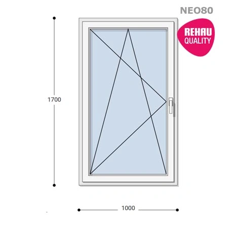 100x170 Műanyag ablak, Egyszárnyú, Bukó/Nyíló, Neo80 Rehau
