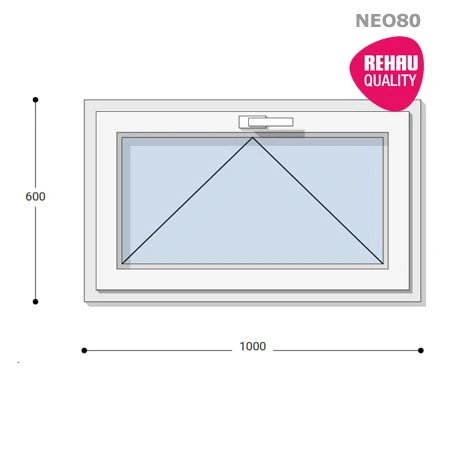 100x60 Műanyag ablak, Egyszárnyú, Bukó, Neo80 Rehau