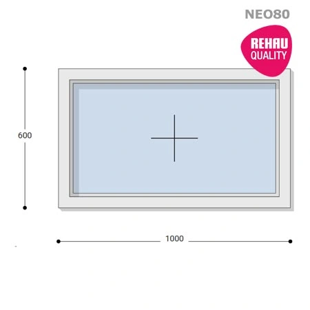 100x60 Műanyag ablak, Egyszárnyú, Fix, Neo80 Rehau