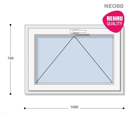 100x70 Műanyag ablak, Egyszárnyú, Bukó, Neo80 Rehau