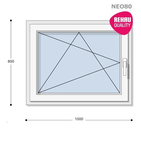 100x80 Műanyag ablak, Egyszárnyú, Bukó/Nyíló, Neo80 Rehau