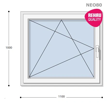 110x100 Műanyag ablak, Egyszárnyú, Bukó/Nyíló, Neo80 Rehau