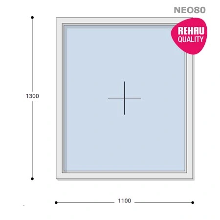 110x130 Műanyag ablak, Egyszárnyú, Fix, Neo80 Rehau