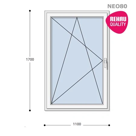 110x170 Műanyag ablak, Egyszárnyú, Bukó/Nyíló, Neo80 Rehau