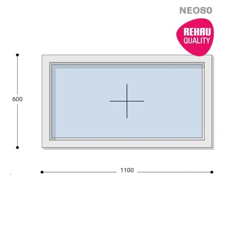 110x60 Műanyag ablak, Egyszárnyú, Fix, Neo80 Rehau