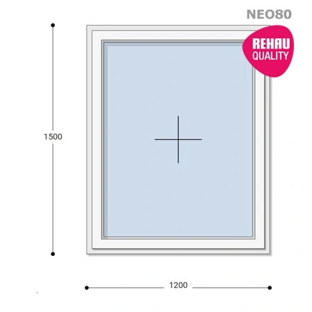120x150 Műanyag ablak, Egyszárnyú, Fix Ablakszárnyban, Neo80 Rehau