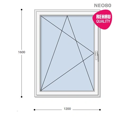 120x160 Műanyag ablak, Egyszárnyú, Bukó/Nyíló, Neo80 Rehau
