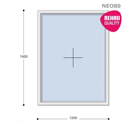 120x160 Műanyag ablak, Egyszárnyú, Fix, Neo80 Rehau