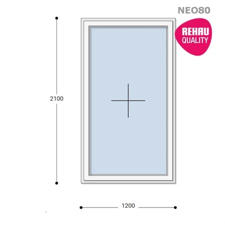 120x210 Műanyag ablak, Egyszárnyú, Fix Ablakszárnyban, Neo80 Rehau