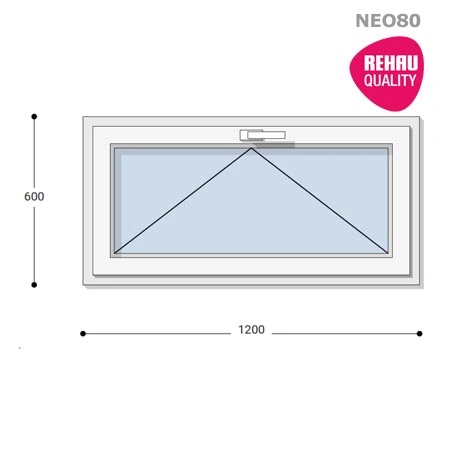 120x60 Műanyag ablak, Egyszárnyú, Bukó, Neo80 Rehau