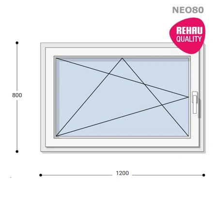 120x80 Műanyag ablak, Egyszárnyú, Bukó/Nyíló, Neo80 Rehau