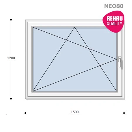150x120 Műanyag ablak, Egyszárnyú, Bukó/Nyíló, Neo80 Rehau
