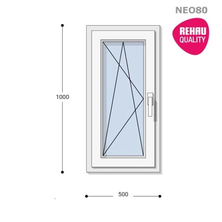 50x100 Műanyag ablak, Egyszárnyú, Bukó/Nyíló, Neo80 Rehau