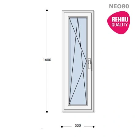 50x160 Műanyag ablak, Egyszárnyú, Bukó/Nyíló, Neo80 Rehau