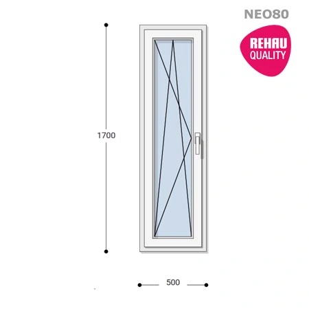 50x170 Műanyag ablak, Egyszárnyú, Bukó/Nyíló, Neo80 Rehau