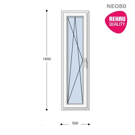 50x180 Műanyag ablak, Egyszárnyú, Bukó/Nyíló, Neo80 Rehau