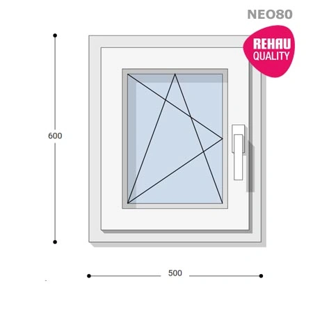 50x60 Műanyag ablak, Egyszárnyú, Bukó/Nyíló, Neo80 Rehau