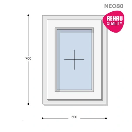 50x70 Műanyag ablak, Egyszárnyú, Fix Ablakszárnyban, Neo80 Rehau