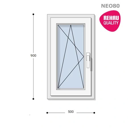 50x90 Műanyag ablak, Egyszárnyú, Bukó/Nyíló, Neo80 Rehau