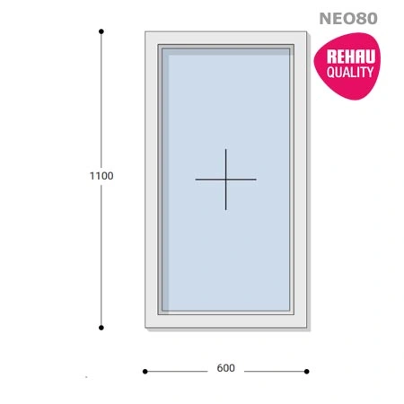 60x110 Műanyag ablak, Egyszárnyú, Fix, Neo80 Rehau