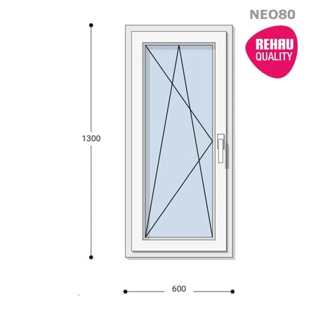 60x130 Műanyag ablak, Egyszárnyú, Bukó/Nyíló, Neo80 Rehau