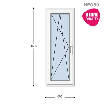 60x160 Műanyag ablak, Egyszárnyú, Bukó/Nyíló, Neo80 Rehau