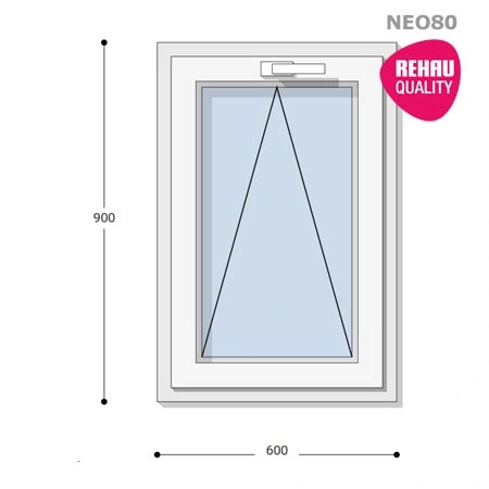 60x90 Műanyag ablak, Egyszárnyú, Bukó, Neo80 Rehau