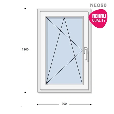 70x110 Műanyag ablak, Egyszárnyú, Bukó/Nyíló, Neo80 Rehau