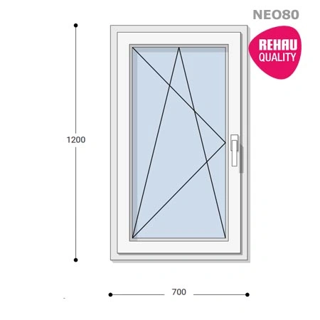 70x120 Műanyag ablak, Egyszárnyú, Bukó/Nyíló, Neo80 Rehau