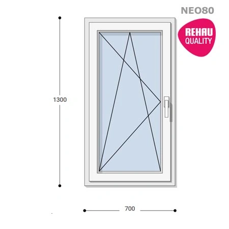70x130 Műanyag ablak, Egyszárnyú, Bukó/Nyíló, Neo80 Rehau