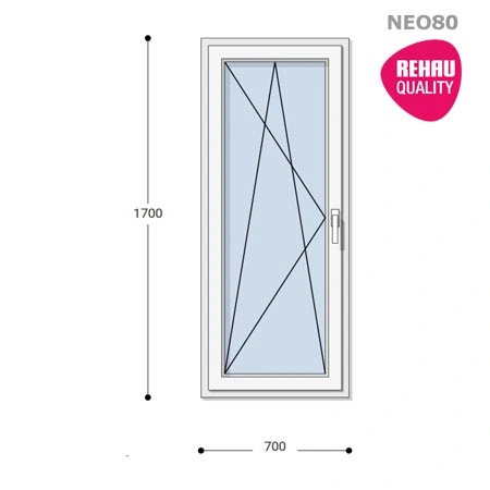 70x170 Műanyag ablak, Egyszárnyú, Bukó/Nyíló, Neo80 Rehau