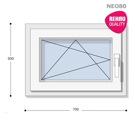 70x50 Műanyag ablak, Egyszárnyú, Bukó/Nyíló, Neo80 Rehau