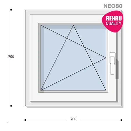 70x70 Műanyag ablak, Egyszárnyú, Bukó/Nyíló, Neo80 Rehau