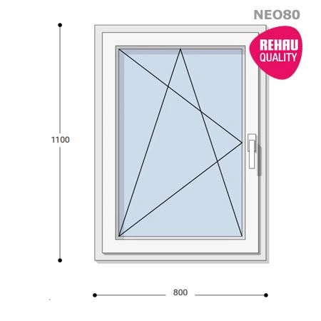 80x110 Műanyag ablak, Egyszárnyú, Bukó/Nyíló, Neo80 Rehau