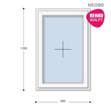 80x120 Műanyag ablak, Egyszárnyú, Fix Ablakszárnyban, Neo80 Rehau