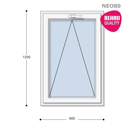 80x120 Műanyag ablak, Egyszárnyú, Bukó, Neo80 Rehau