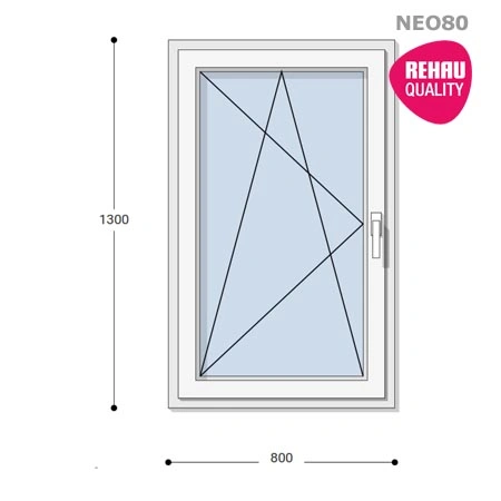 80x130 Műanyag ablak, Egyszárnyú, Bukó/Nyíló, Neo80 Rehau