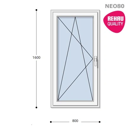 80x160 Műanyag ablak, Egyszárnyú, Bukó/Nyíló, Neo80 Rehau