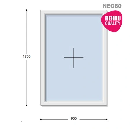 90x130 Műanyag ablak, Egyszárnyú, Fix, Neo80 Rehau