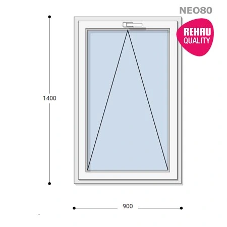 90x140 Műanyag ablak, Egyszárnyú, Bukó, Neo80 Rehau