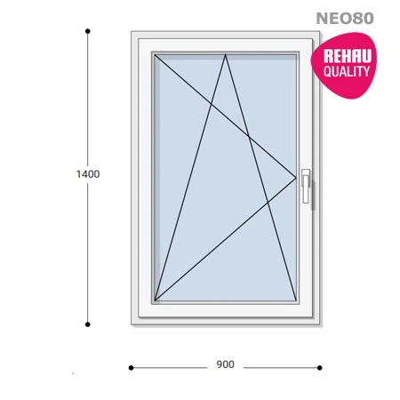 90x140 Műanyag ablak, Egyszárnyú, Bukó/Nyíló, Neo80 Rehau