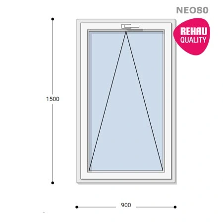 90x150 Műanyag ablak, Egyszárnyú, Bukó, Neo80 Rehau