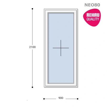 90x210 Műanyag ablak, Egyszárnyú, Fix Ablakszárnyban, Neo80 Rehau