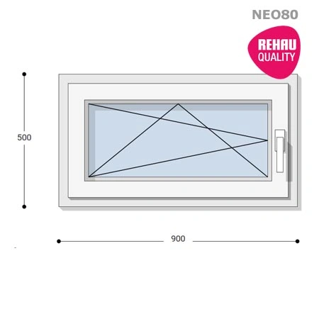 90x50 Műanyag ablak, Egyszárnyú, Bukó/Nyíló, Neo80 Rehau